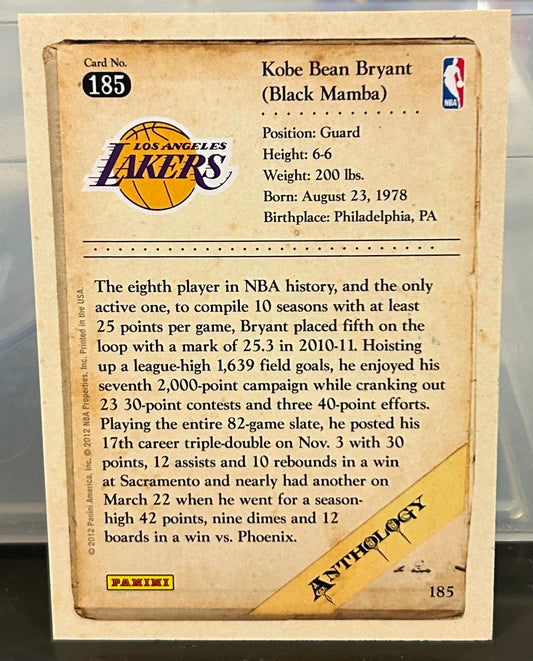 + Kobe Bryant 2012-13 Panini Anthology Card #185 LOS ANGELES LAKERS