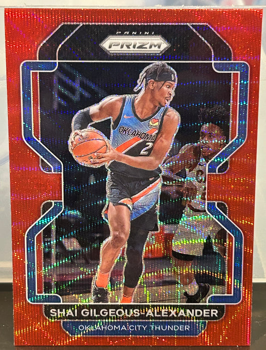+ Shai Gilgeous-Alexander 2020-21 Panini Prizm Red Wave Refractor Card