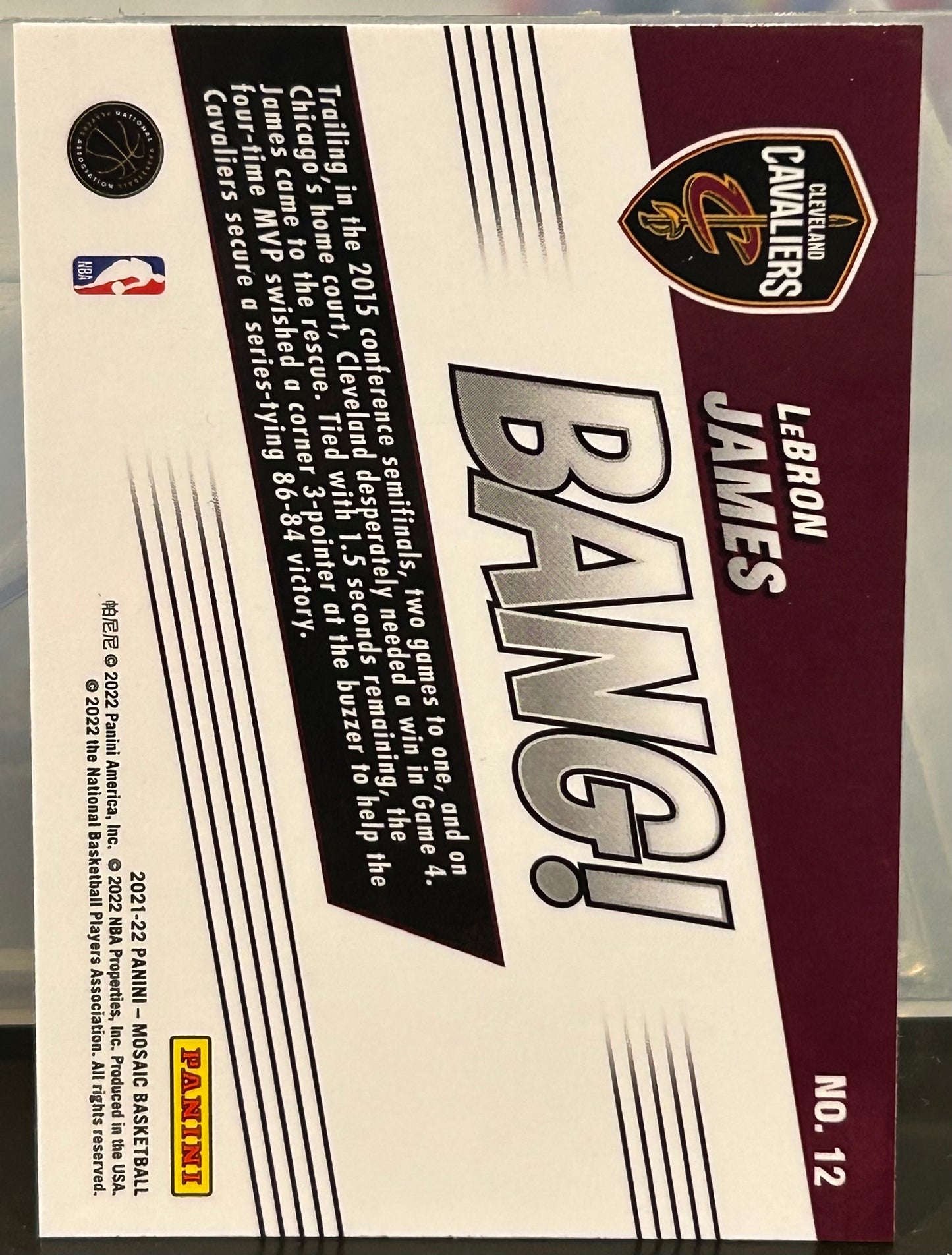 + LeBron James 2021-22 Panini Mosaic “Bang!” Card
