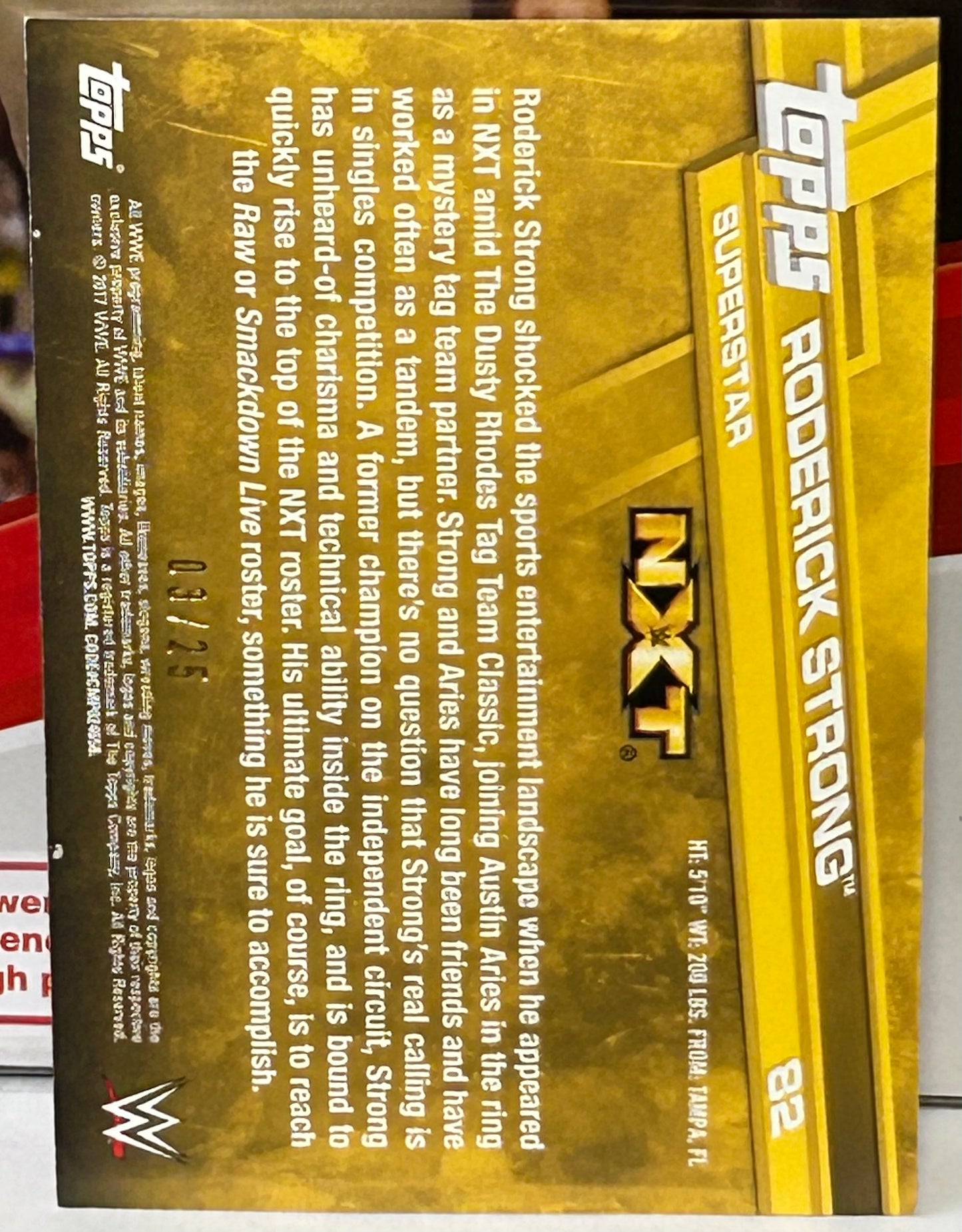 Roderick Strong 2017 WWE Topps NXT Silver Parallel RC #3/25