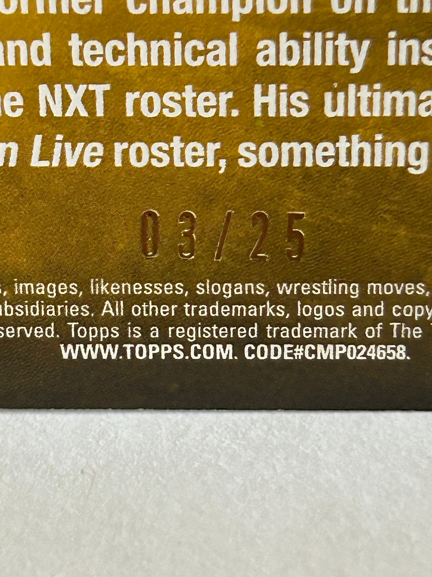 Roderick Strong 2017 WWE Topps NXT Silver Parallel RC #3/25