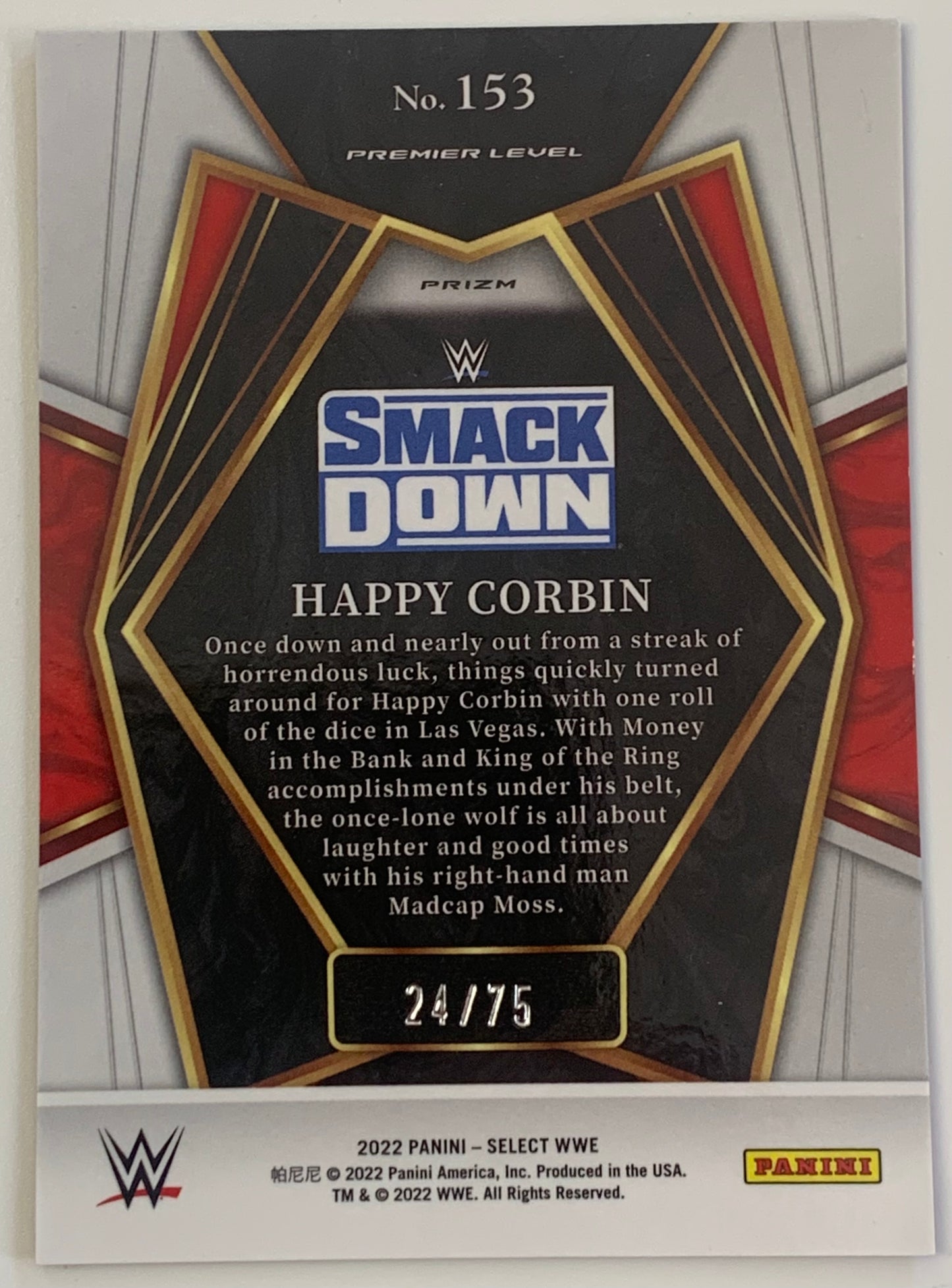 Baron Happy Corbin 2022 WWE Panini Select Premier Level Purple Refractor #/75
