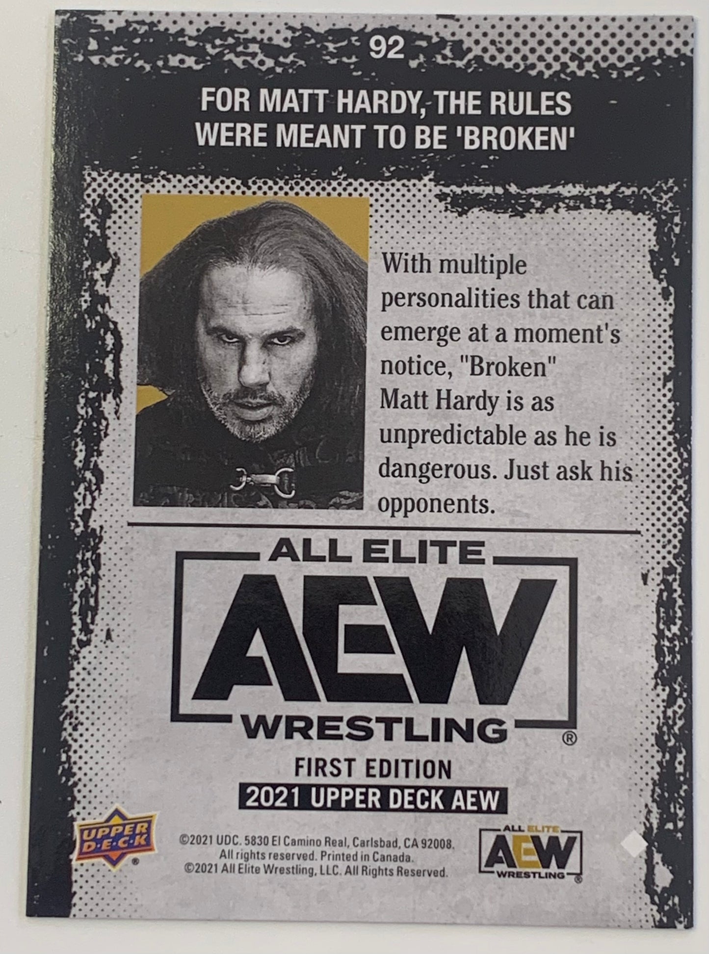 Matt Hardy 2021 AEW Upper Deck Magazine Card