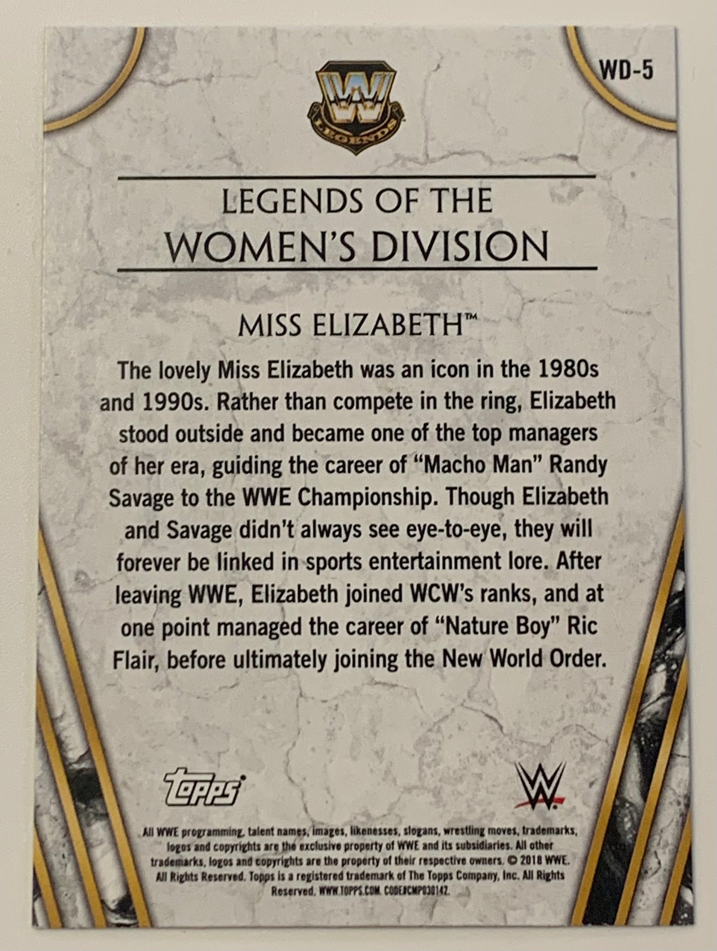 Miss Elizabeth 2018 WWE Topps Legends “Women’s Division” Bronze