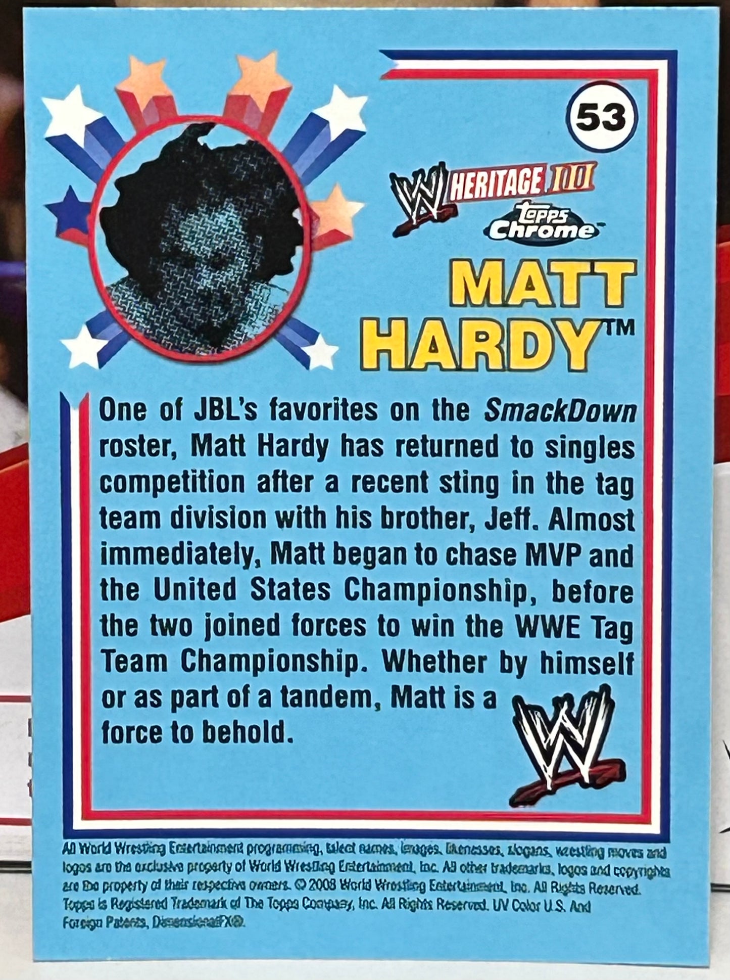 Matt Hardy 2008 WWE Topps Chrome Heritage #53