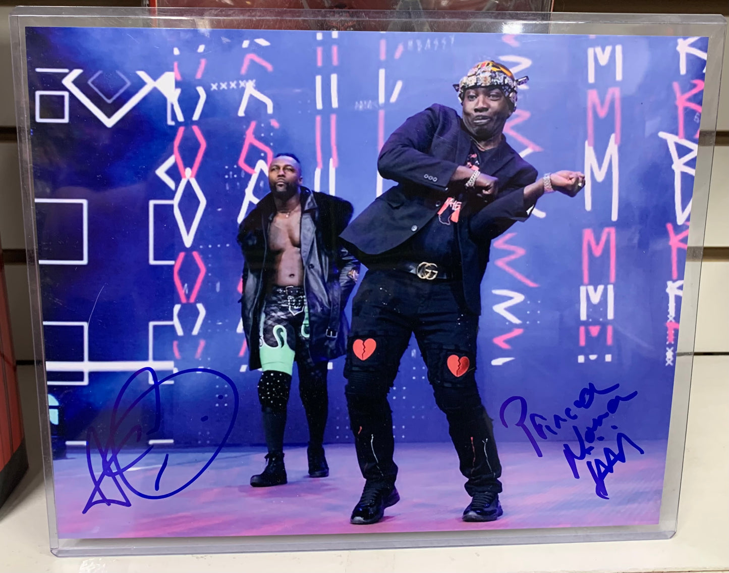 Swerve Strickland & Prince Nana Dual Signed AEW Photo COA