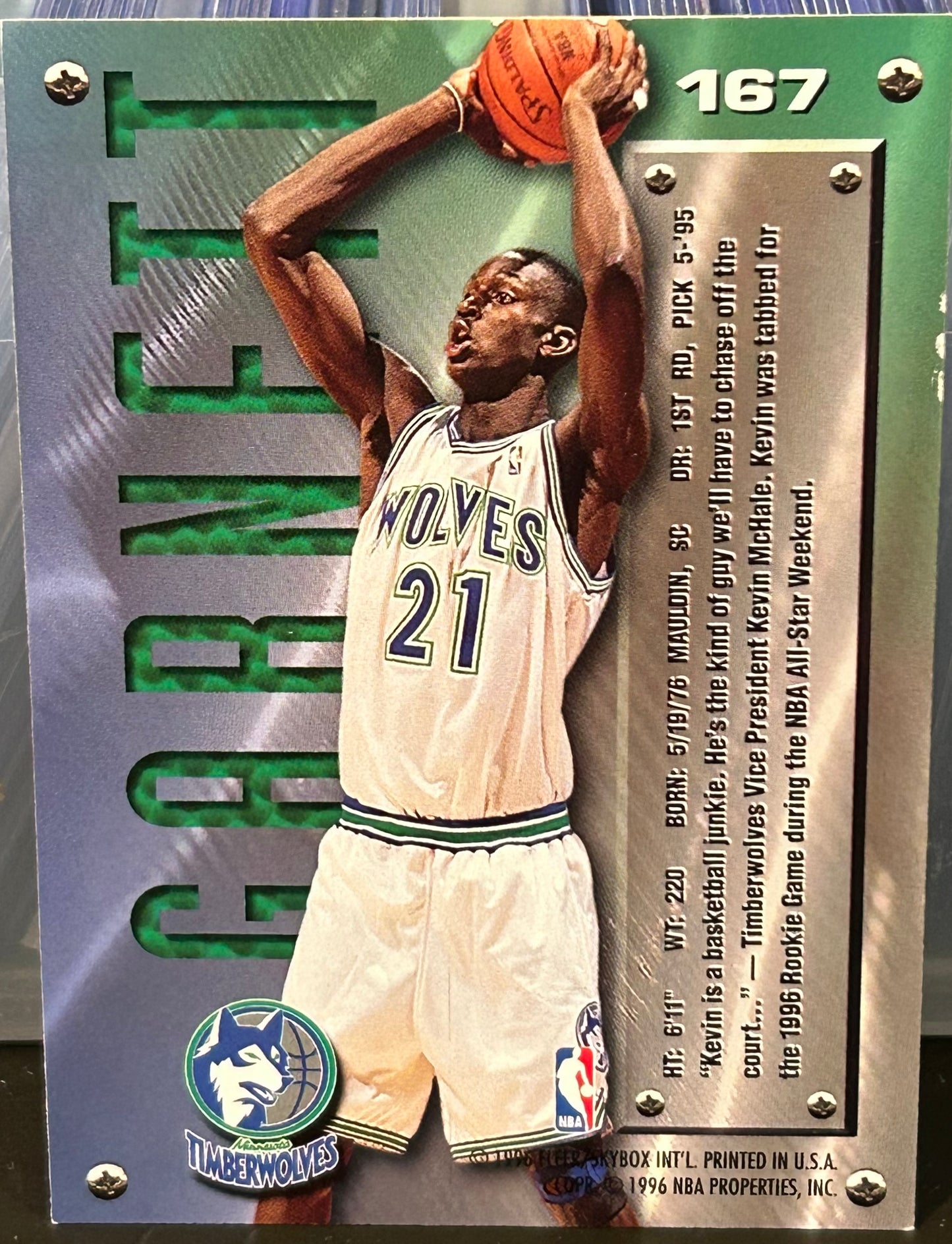 + Kevin Garnett 1995-96 Fleer Metal ROOKIE Card TIMBERWOLVES