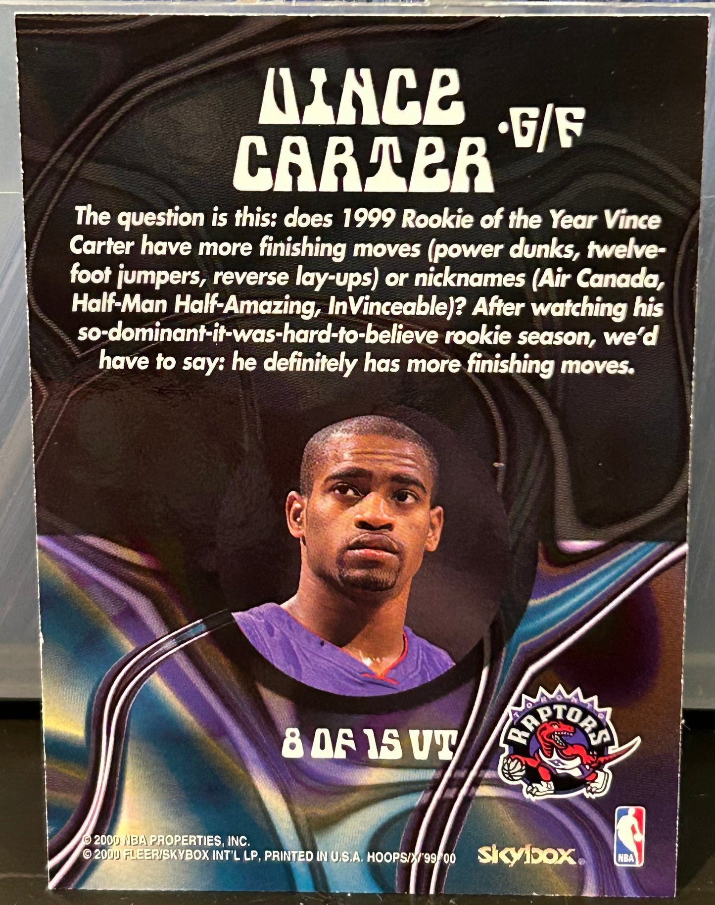 + Vince Carter 1999-00 Skybox NBA Hoops “Uptempo” Insert Card TORONTO RAPTORS