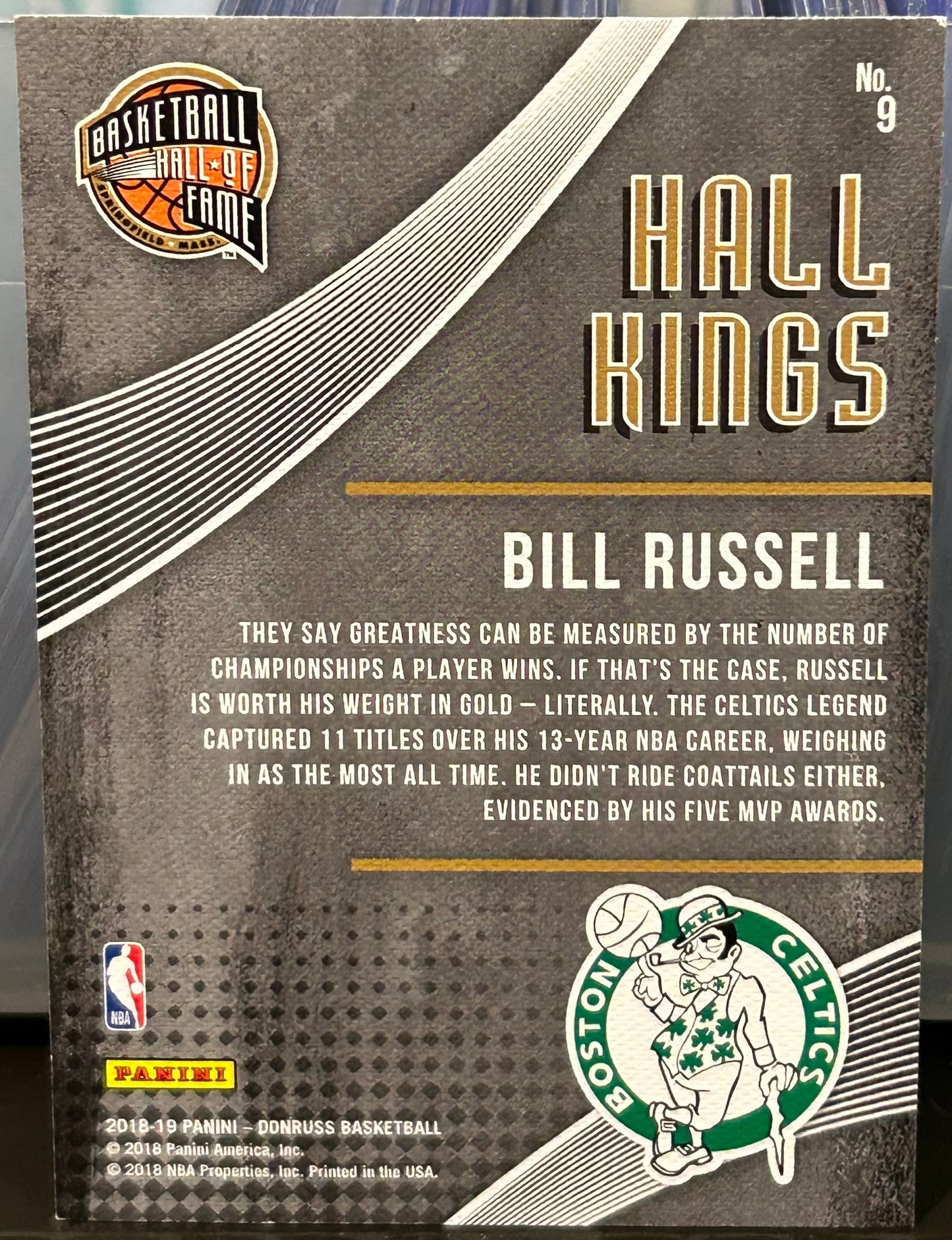 + Bill Russell 2018-19 Panini Donruss “Hall Kings” Insert Card BOSTIN CELTICS