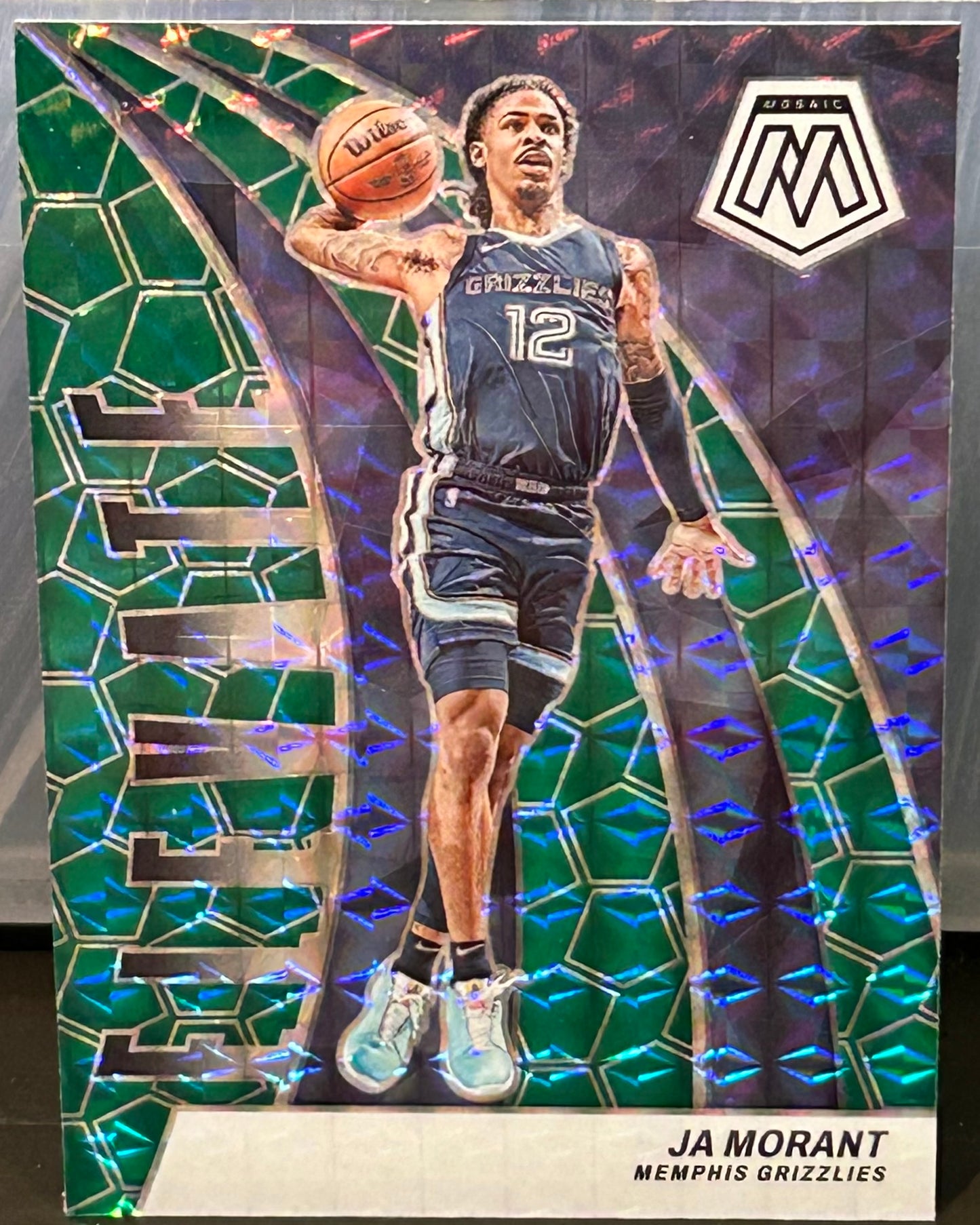 + Ja Morant 2023-24 Panini Mosaic Silver Mosaic Elevate Parallel Card MEMPHIS GRIZZLIES
