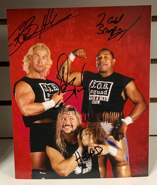Job Squad Triple Signed 8x10 Photo (2 Cold Scorpio, Bob Holly & Al Snow) COA