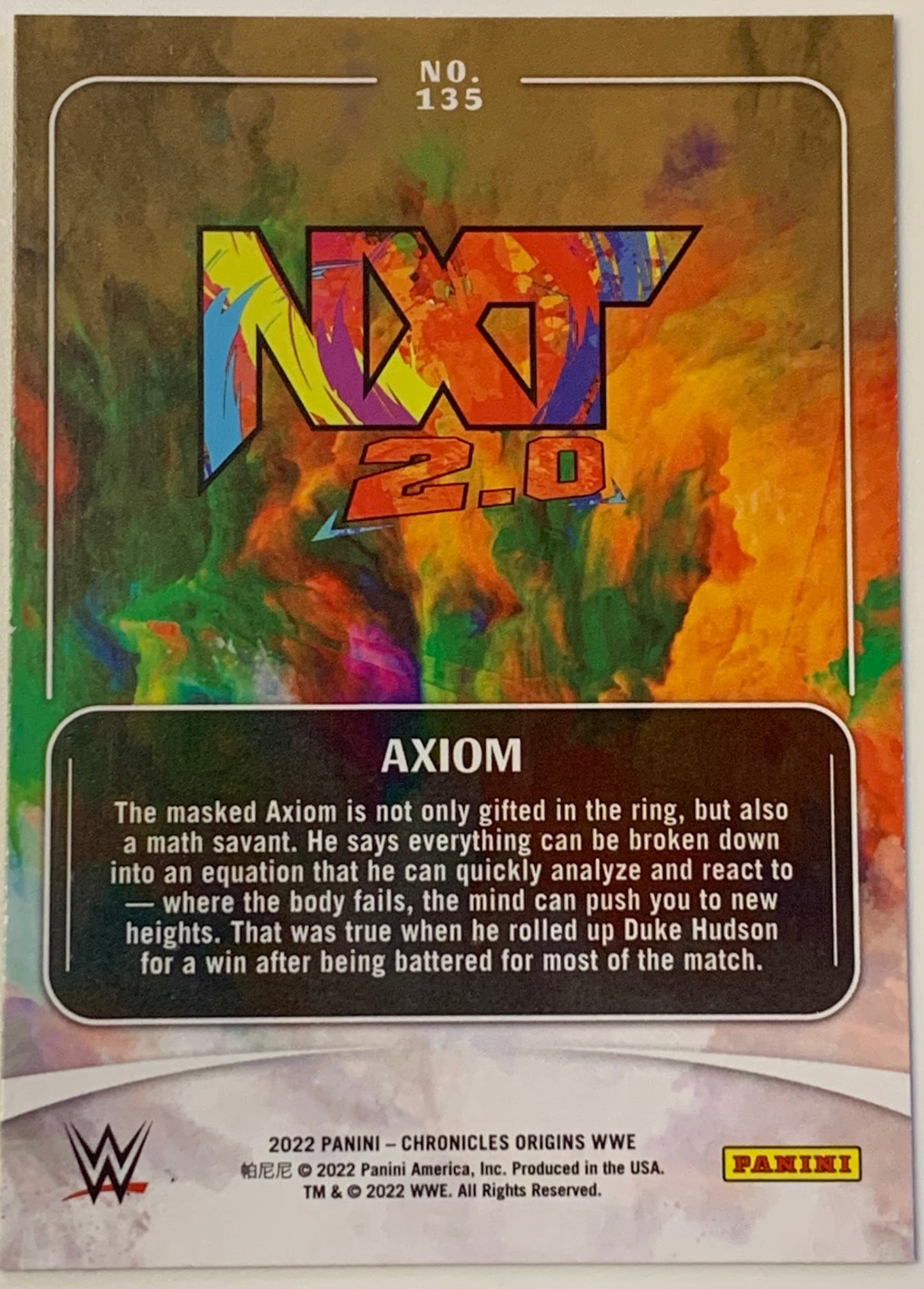 Axiom 2022 WWE NXT Panini Chronicles Origins ROOKIE Card