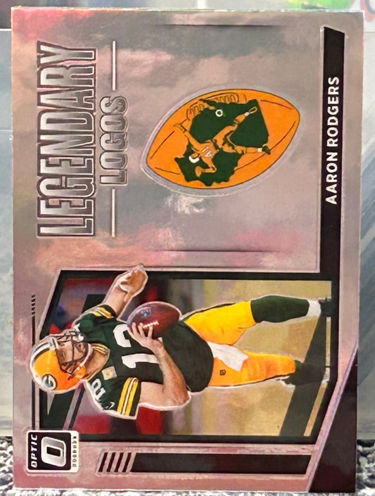 + Aaron Rogers 2021 Panini Optic “Legendary Logos” Silver Prizm Card GREEN BAY PACKERS