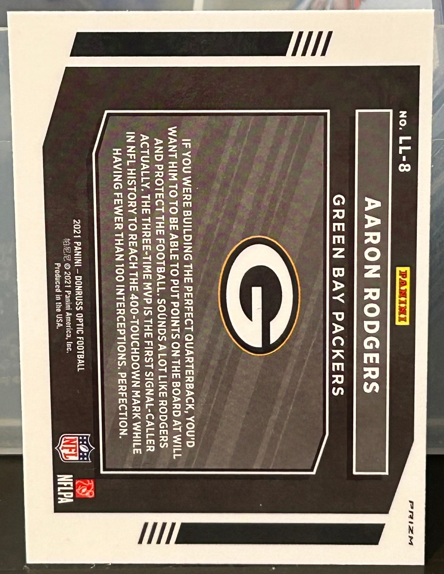 + Aaron Rogers 2021 Panini Optic “Legendary Logos” Silver Prizm Card GREEN BAY PACKERS