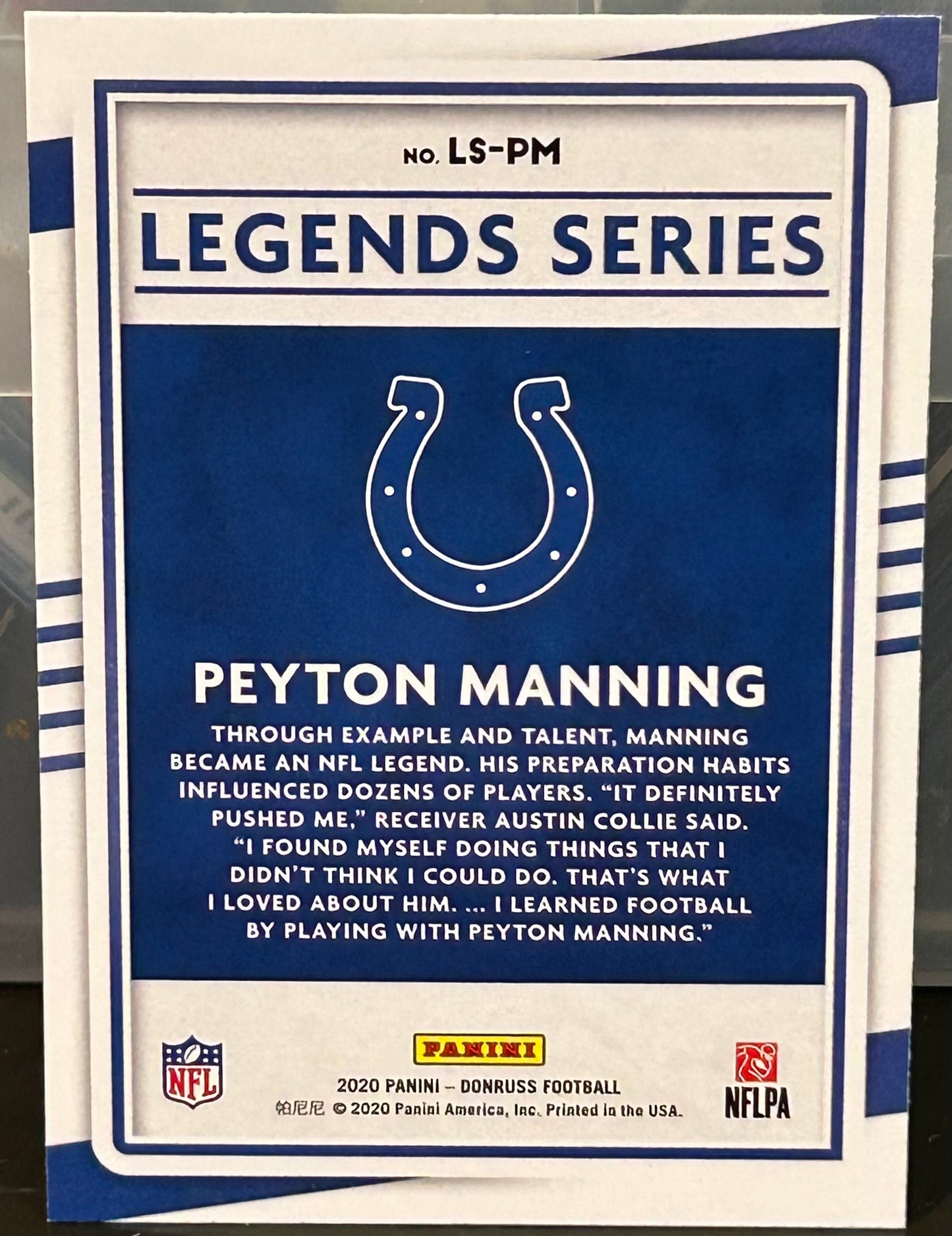 + Peyton Manning 2020 Panini Donruss “Legends Series” Insert Card INDIANAPOLIS COLTS