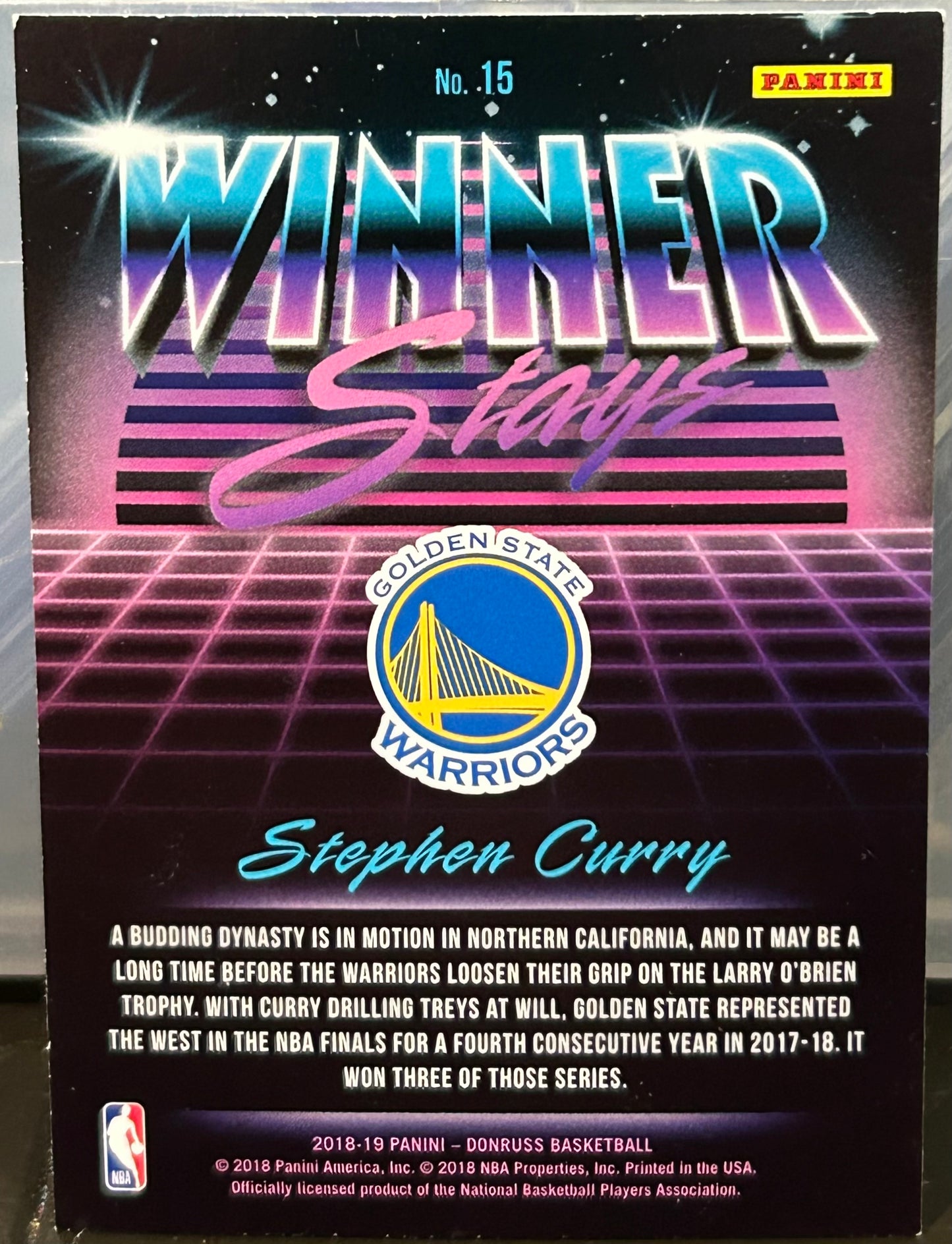 + Stephen Curry 2018-19 Panini Donruss “Winner Stays” Insert card WARRIORS