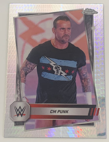 CM Punk 2025 WWE Topps Chrome PRIZM REFRACTOR Card (RED HOT)