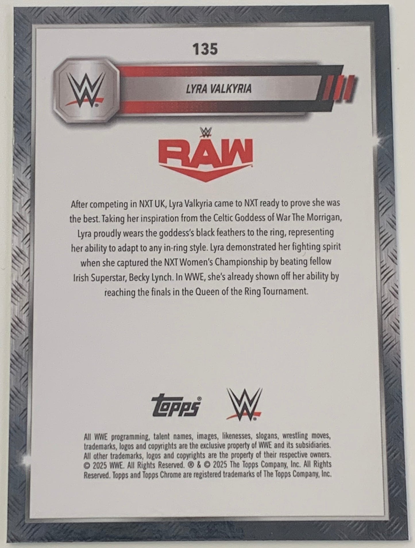 Lyra Valkyria 2025 WWE Topps Chrome PRIZM REFRACTOR Card