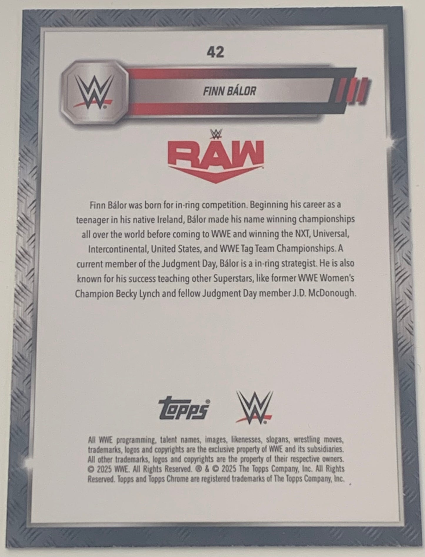 Finn Balor 2025 WWE Topps Chrome SEPIA REFRACTOR Card