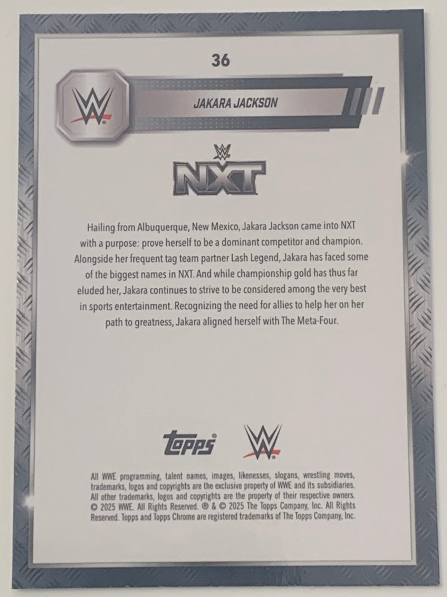 Jakara Jackson 2025 WWE NXT Topps Chrome SEPIA REFRACTOR Card
