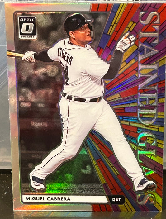 + Miguel Cabrera 2020 Donruss Optic “Stained Glass” Prizm Holo Insert Card DETROIT TIGERS