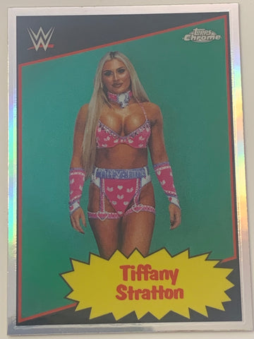 Tiffany Stratton 2025 WWE Topps Chrome “1985 Throwback” REFRACTOR Card