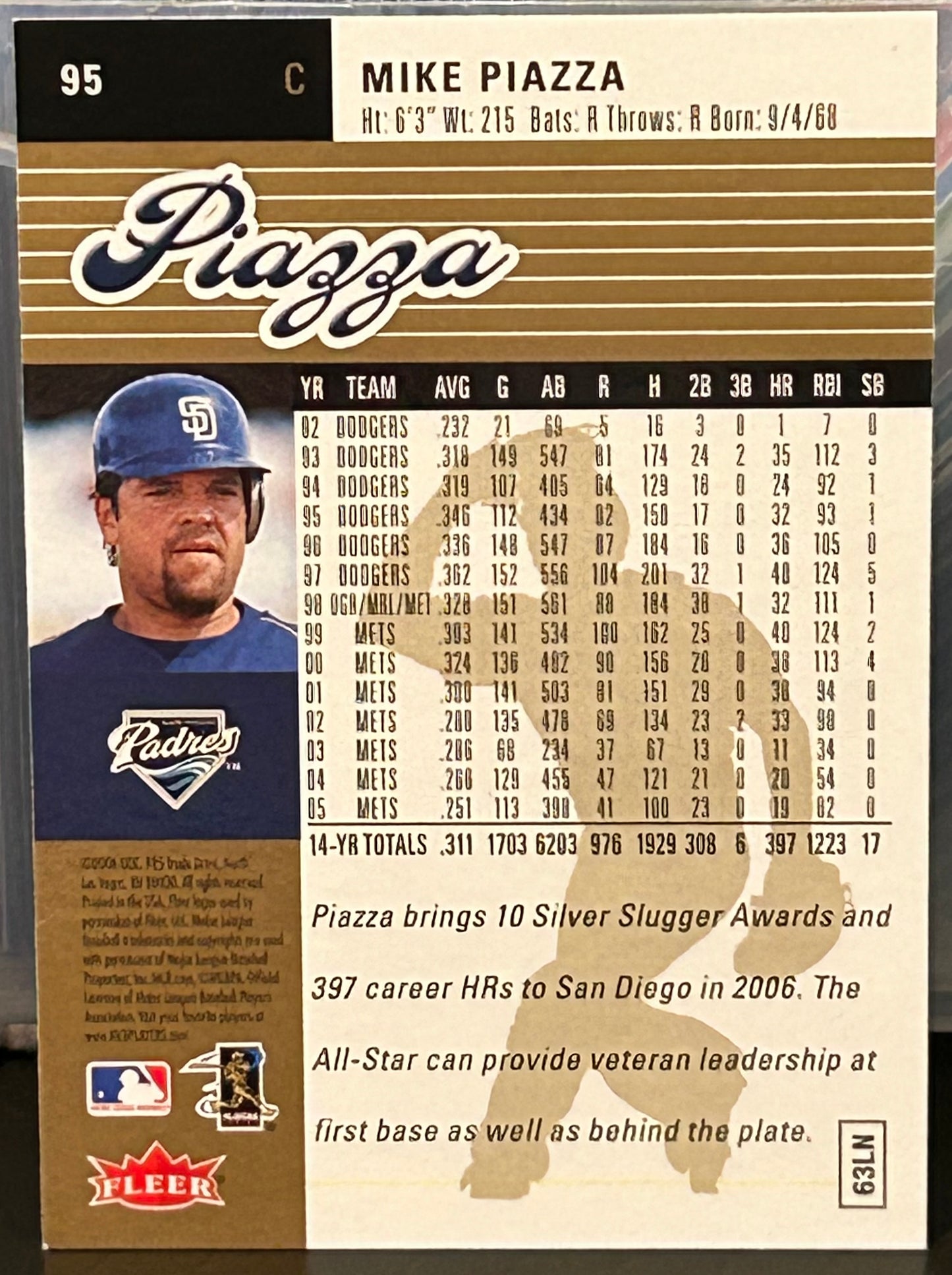 +  Mike Piazza 2006 Fleer Ultra GOLD Card SAN DIEGO PADRES