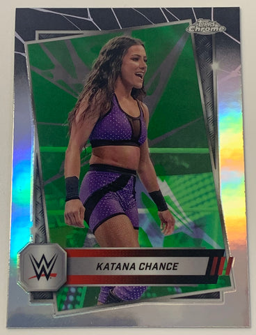 Katana Chance 2025 WWE Topps Chrome Green & Black Refractor Card