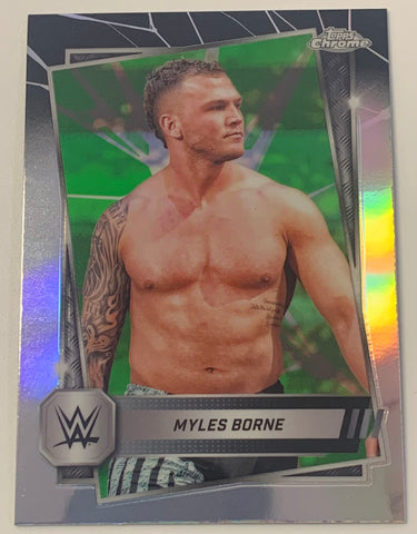 Myles Bourne 2025 WWE NXT Topps Chrome Green & Black Refractor Card