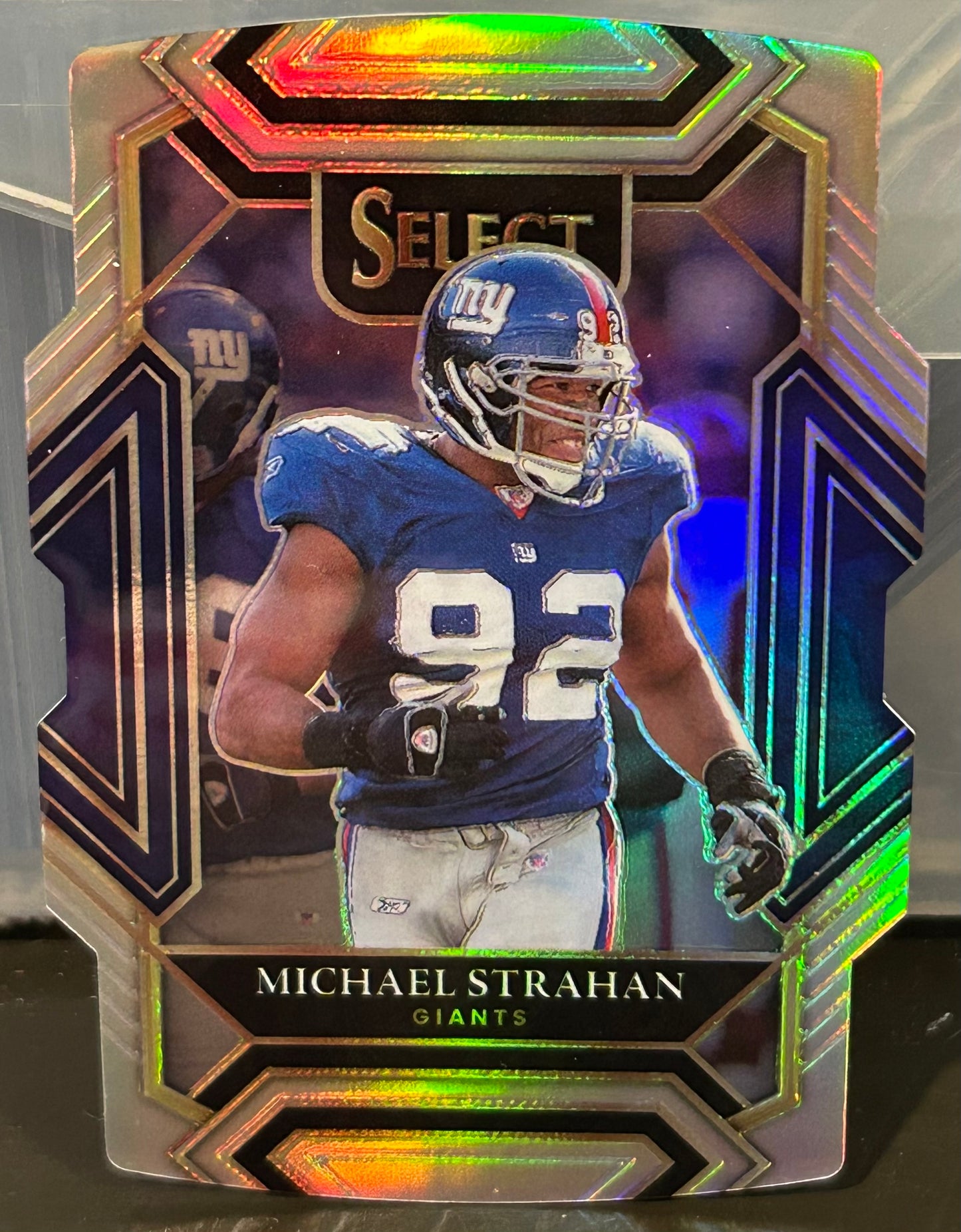 +  Michael Strahan 2021 Panini Select Silver Die Cut “Club Level” REFRACTOR Card NY GIANTS