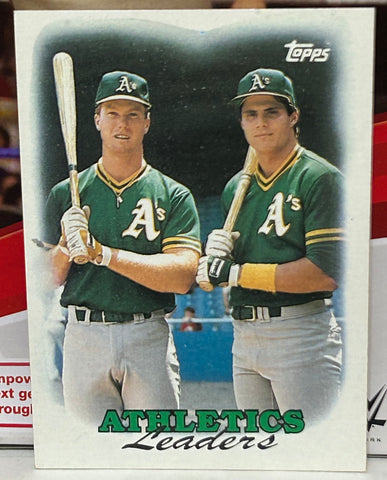 Canseco/McGwire 1988 Topps A’s Team Leaders Card