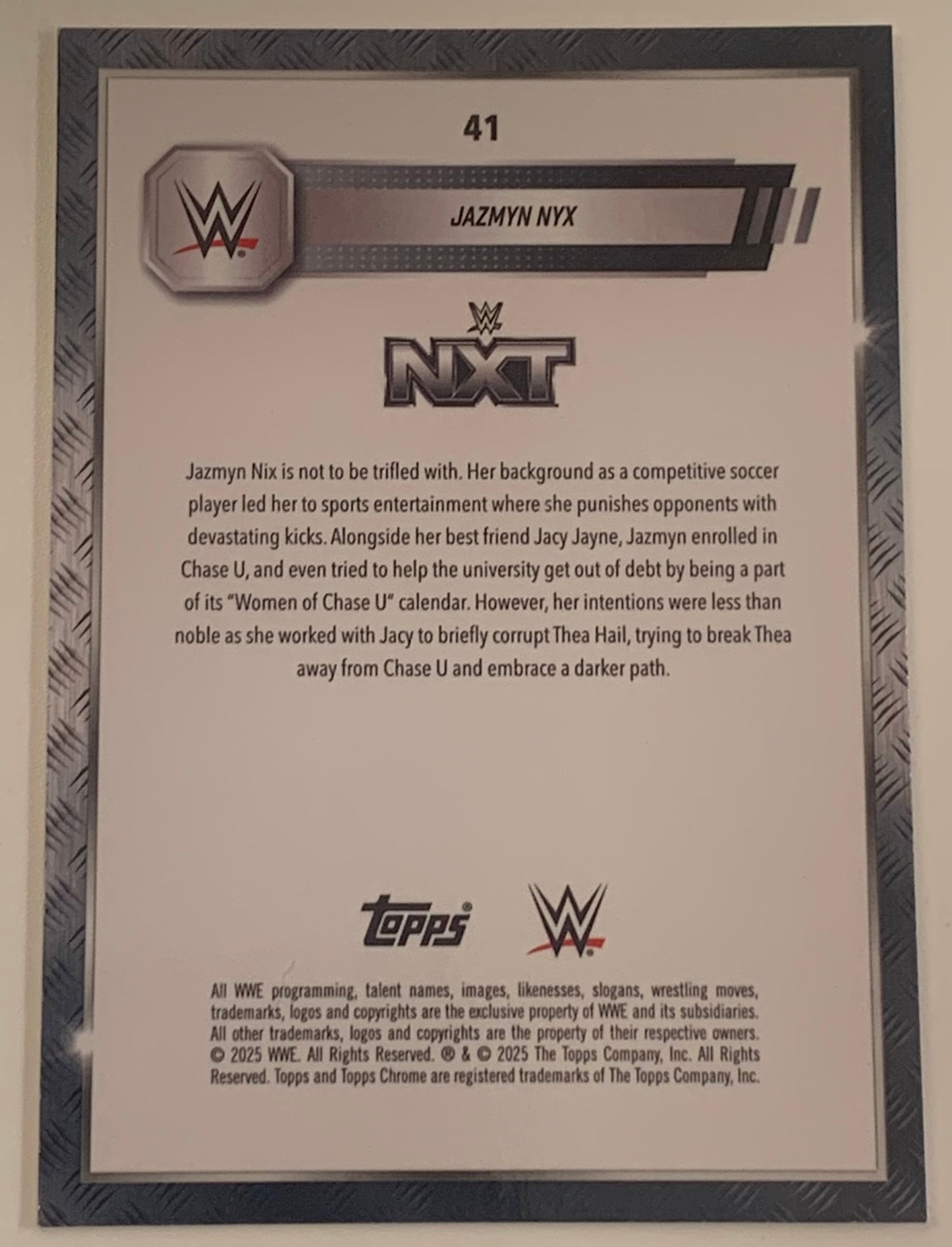Jazmyn Nyx 2025 WWE Topps Chrome Card