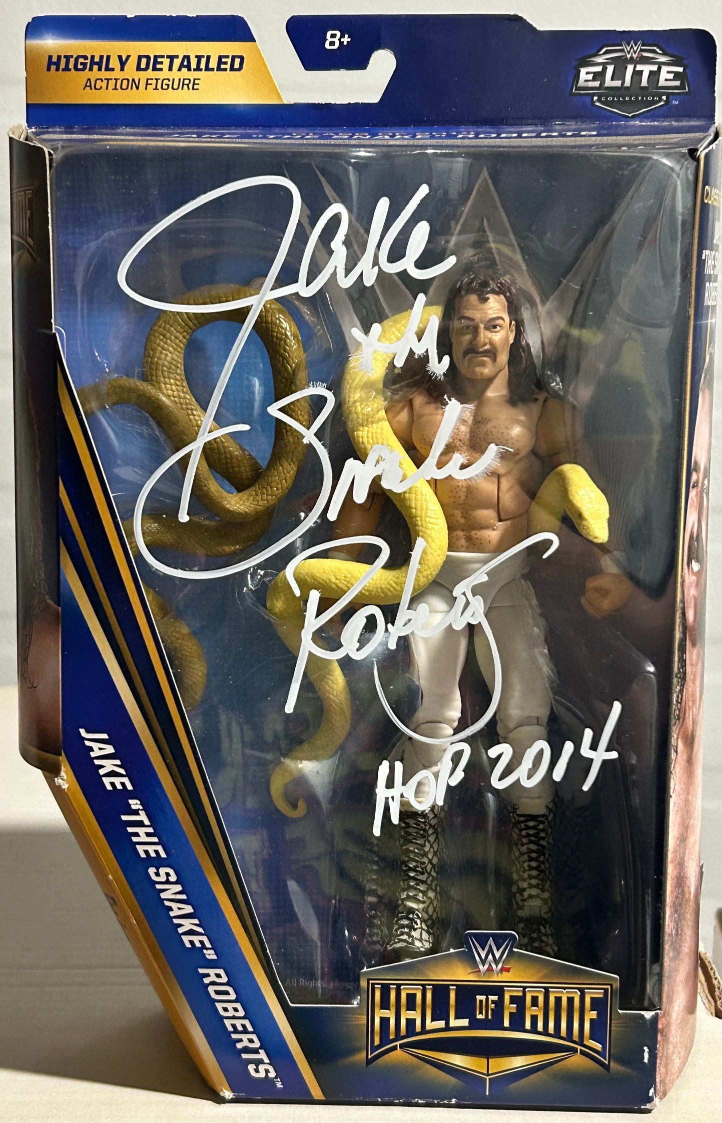Jake “The Snake” Roberts SIGNED WWE Hall of Fame Elite Action Figure (Comes w/COA& Picture)