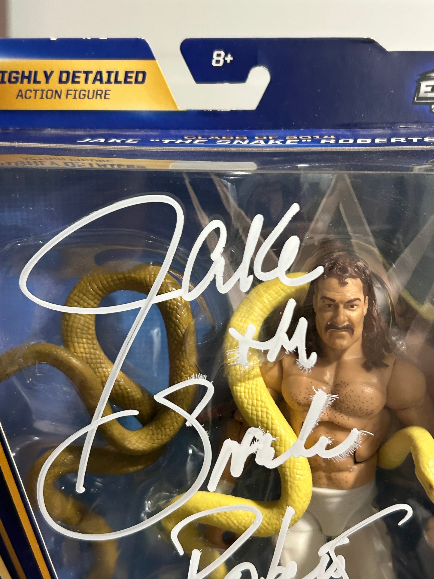 Jake “The Snake” Roberts SIGNED WWE Hall of Fame Elite Action Figure (Comes w/COA& Picture)
