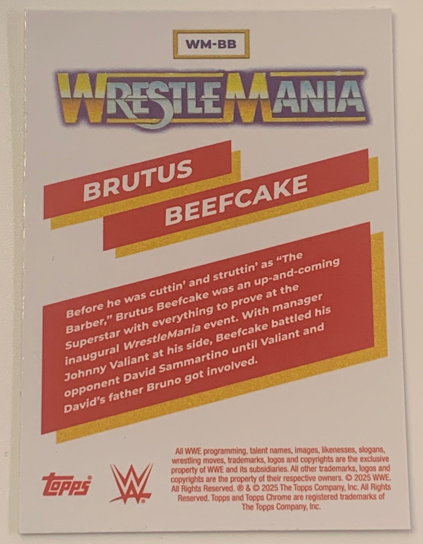Brutus “The Barber” Beefcake 2025 WWE Topps Chrome “Wrestlemania” Insert Card