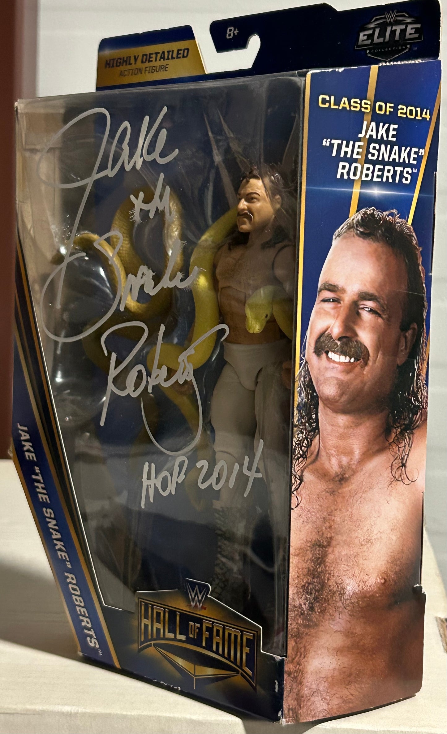 Jake “The Snake” Roberts SIGNED WWE Hall of Fame Elite Action Figure (Comes w/COA& Picture)