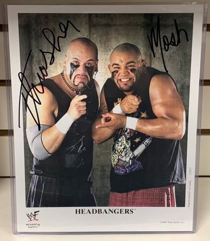 The Headbangers WWE Signed 8x10 Color Photo (Signed in Black)