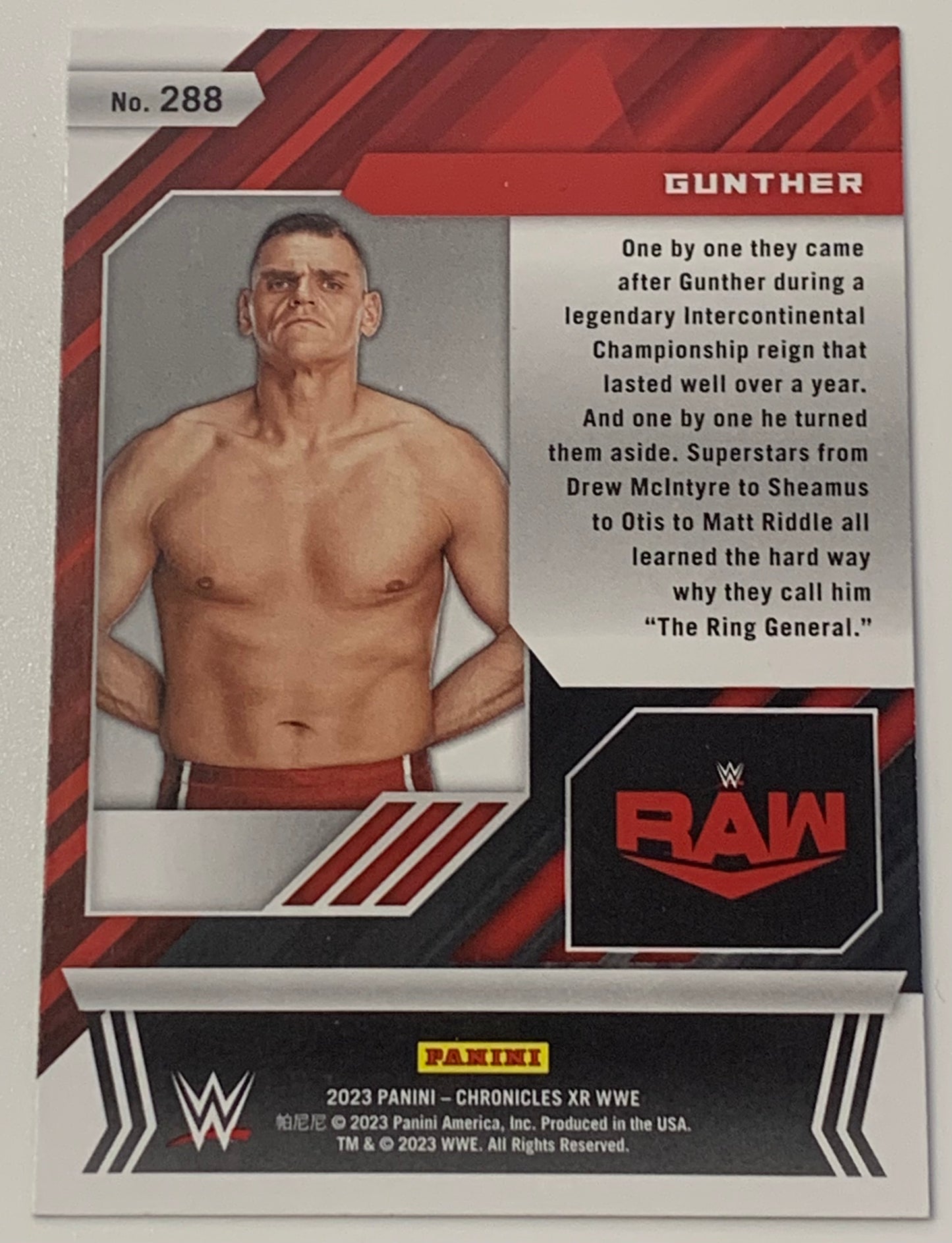 Gunther 2023 WWE Panini Chronicles XR Card
