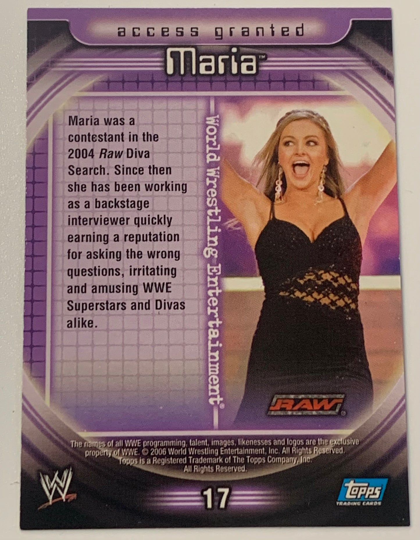 Maria 2006 WWE Topps “Restricted Access” Card