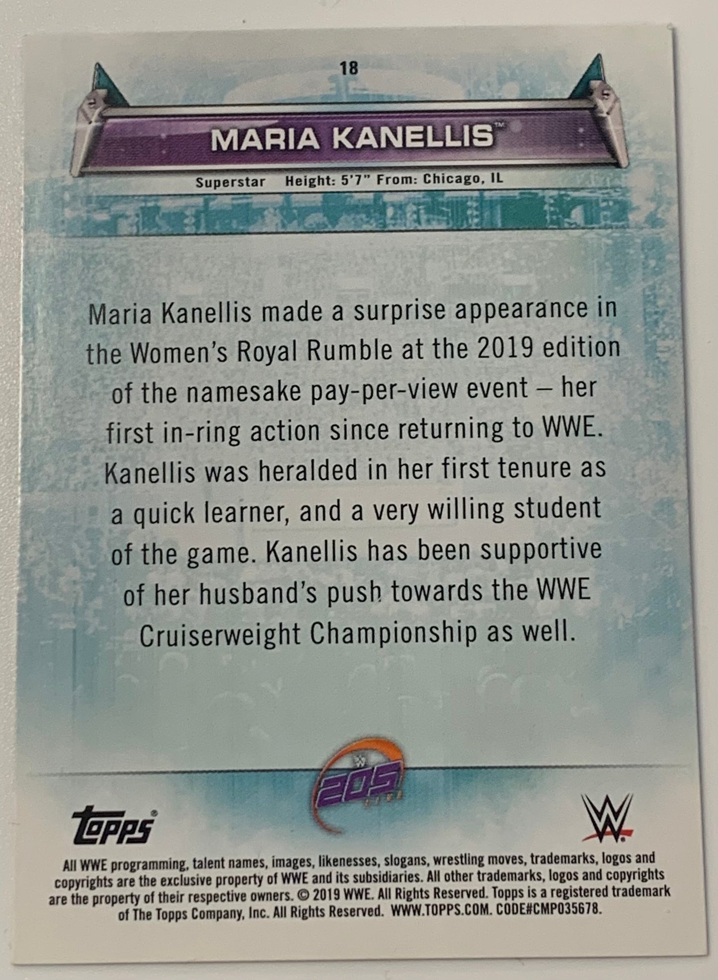 Maria 2019 WWE Topps “Women’s Division” Card