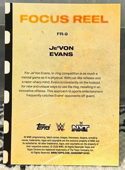 + Je’Von Evans 2026 WWE Topps Chrome “Focus Reel” Insert Card