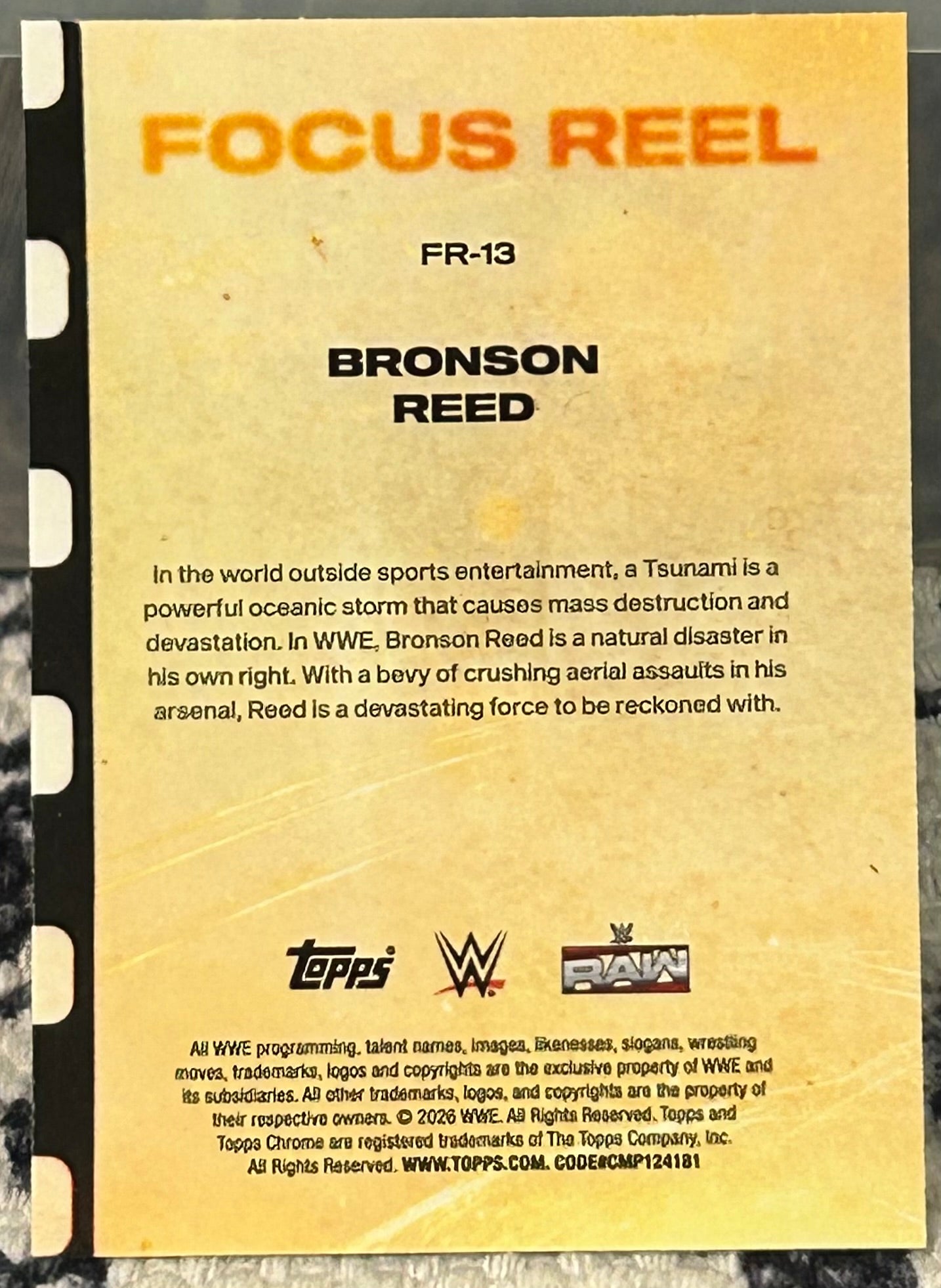 + Bronson Reed 2026 WWE Topps Chrome “Focus Reel” Insert Card