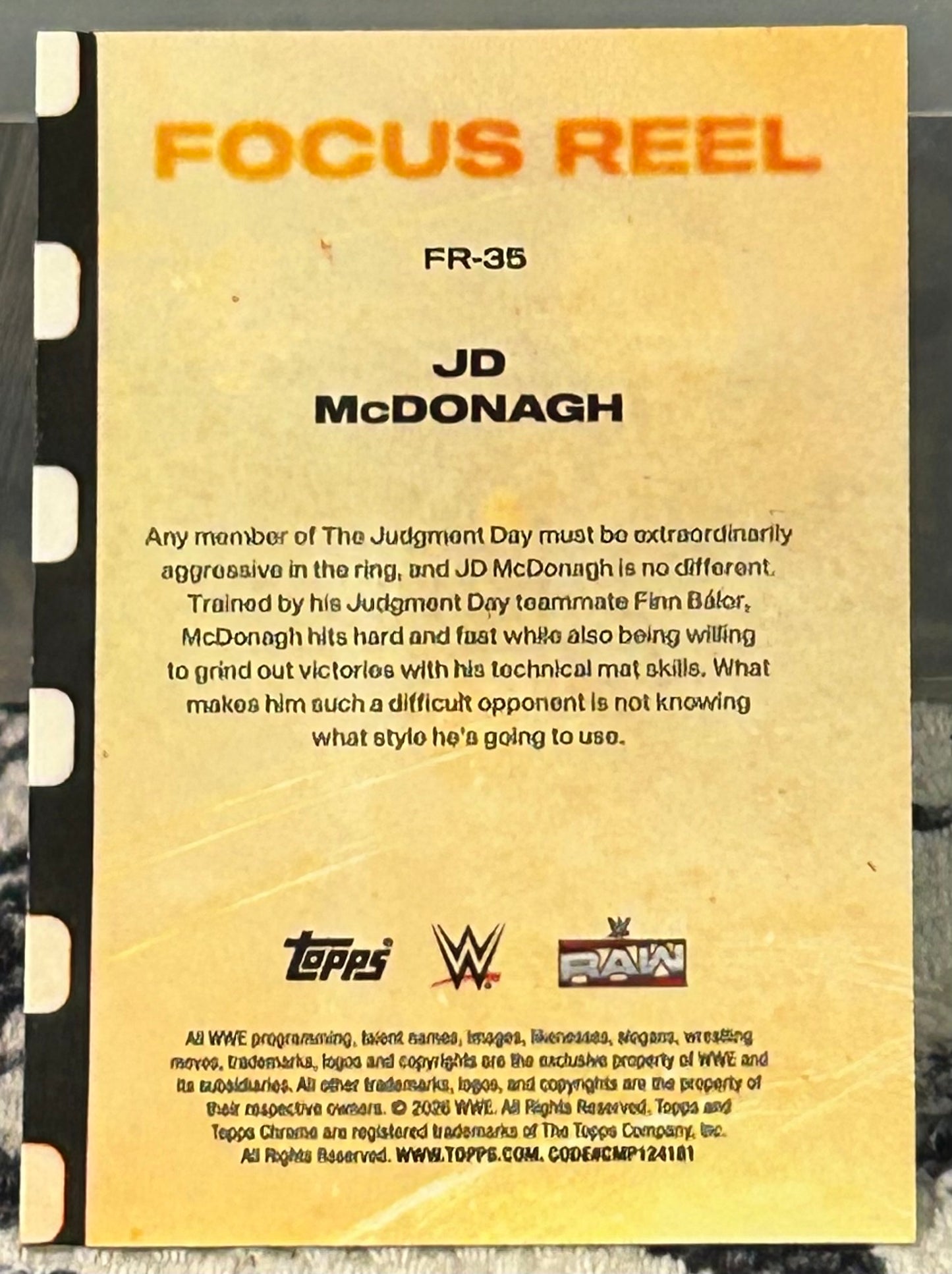 + JD McDonagh 2026 WWE Topps Chrome “Focus Reel” Insert Card