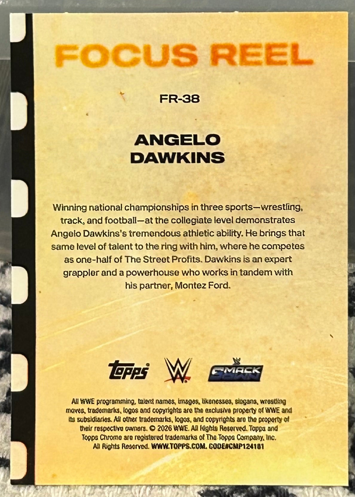 + Angelo Dawkins 2026 WWE Topps Chrome “Focus Reel” Insert Card