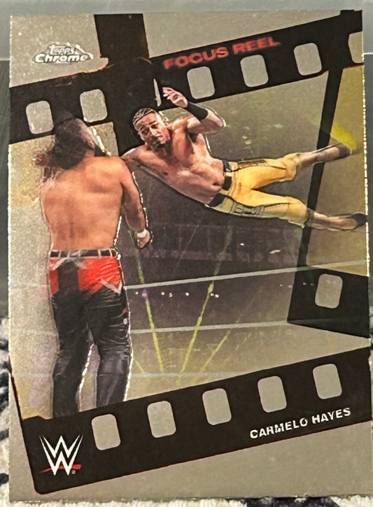 + Carmelo Hayes 2026 WWE Topps Chrome “Focus Reel” Insert Card
