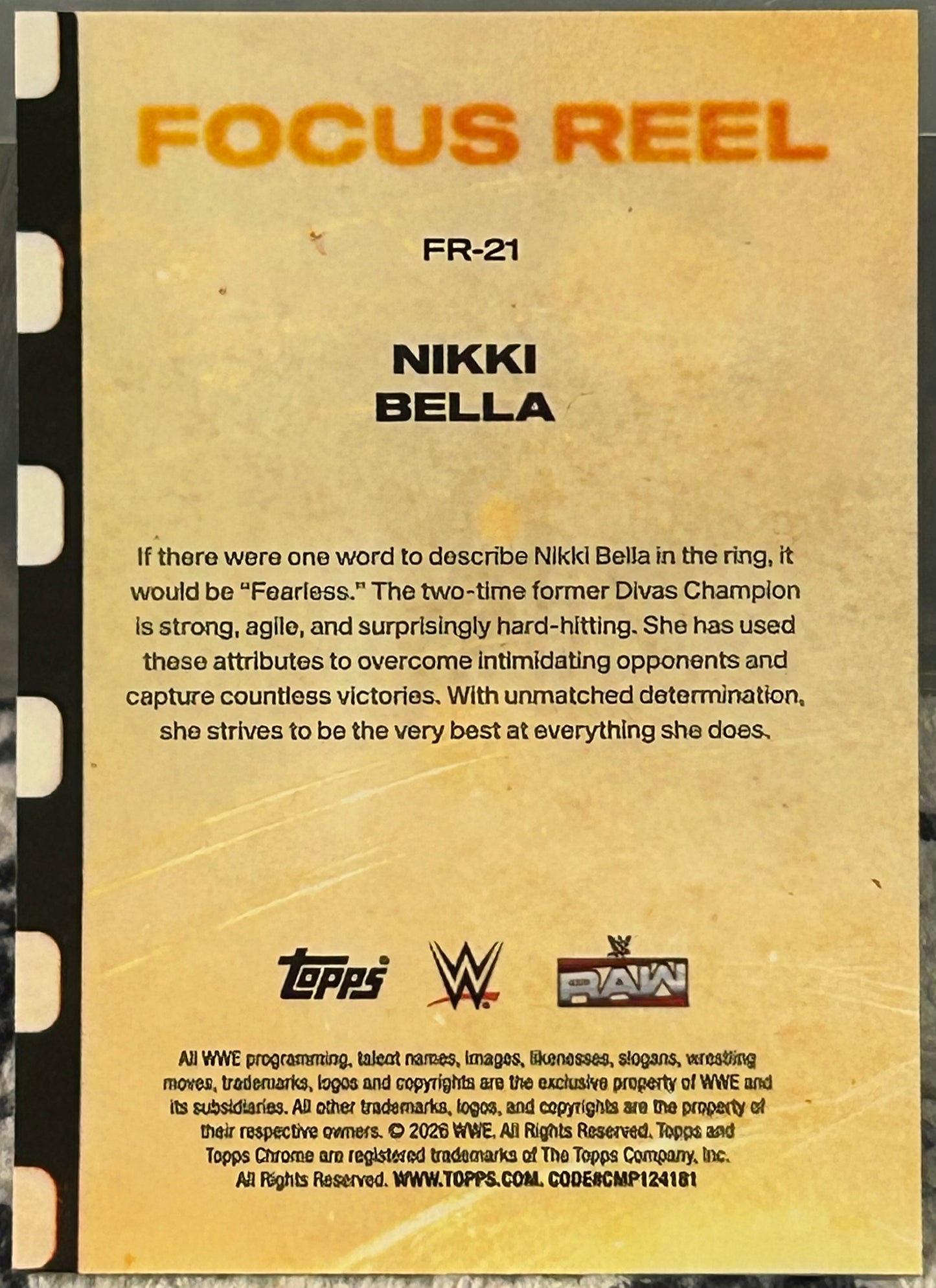 + Nikki Bella 2026 WWE Topps Chrome “Focus Reel” Insert Card