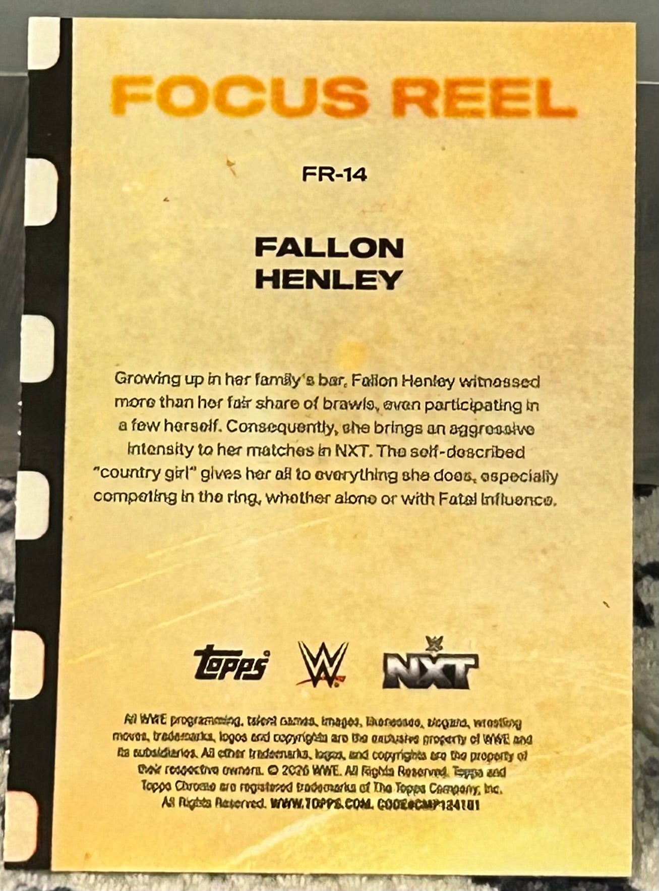 + Fallon Henley 2026 WWE Topps Chrome “Focus Reel” Insert Card