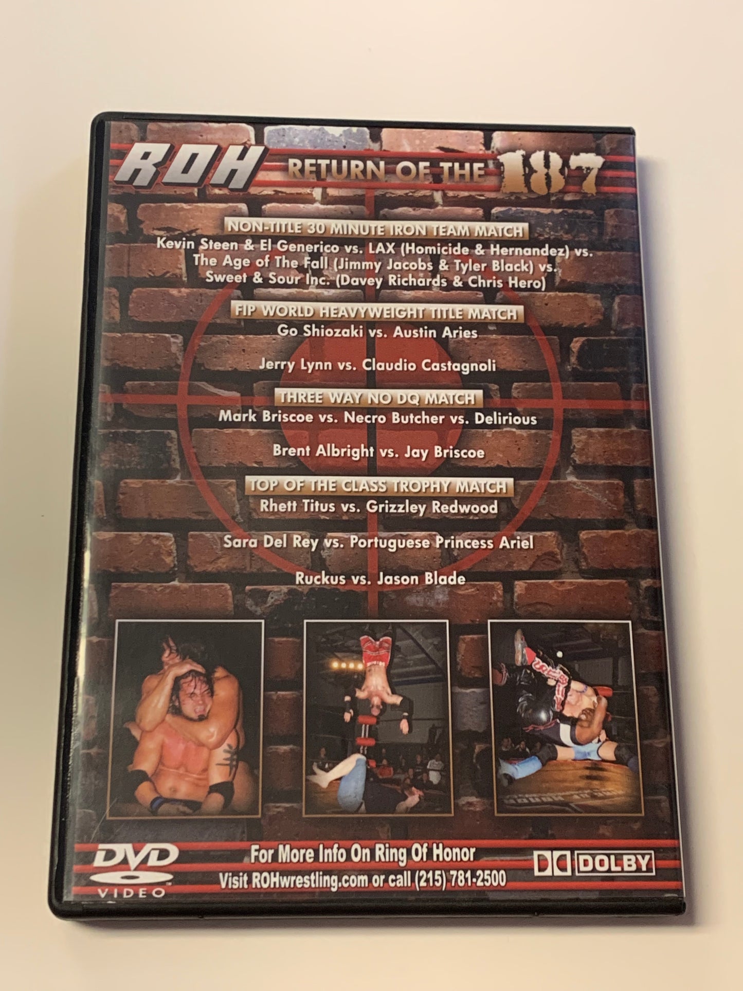 ROH Ring of Honor DVD “Return of The 187” 10/24/08 Signed by Homicide