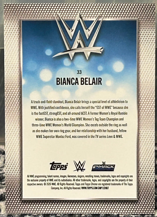 + Bianca Belair 2026 WWE Topps Chrome X-Fractor Refractor Card