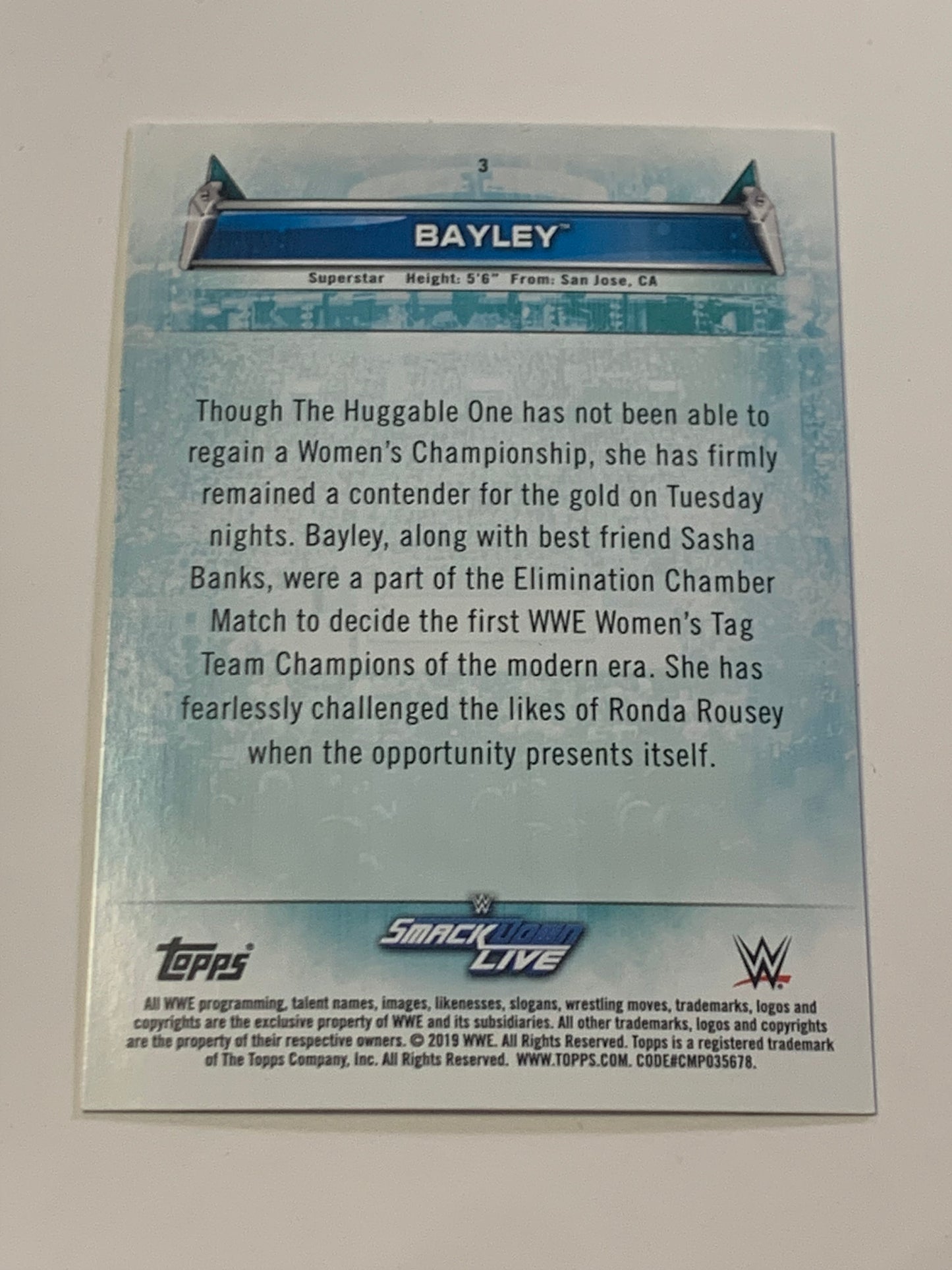 Bayley 2019 WWE Topps Womans Division 2024 Royal Rumble Winner
